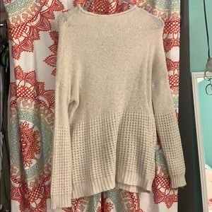 Mock neck knit sweater, cream AE